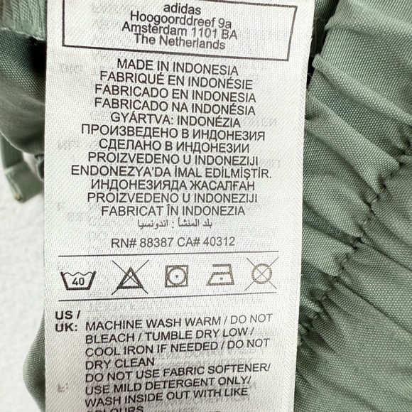 adidas Essentials Wide Leg Cargo Pants Size M Womens Woven Silver/Green JD1531 - Picture 5 of 9